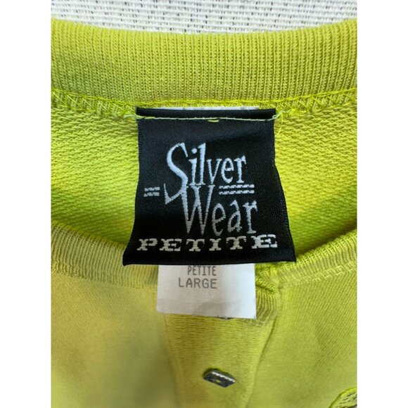 Vintage Silver Wear Womens Cardigan Sweater Size L Petite Lime Green Button-Up - Picture 2 of 10